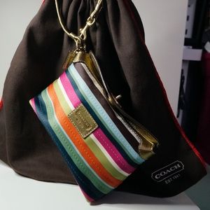 Multi color striped clutch/wristlet